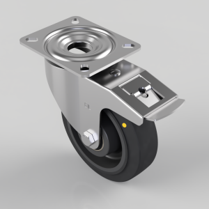 Electrically Conductive Rubber Plate Swivel Castor Brake 160mm 350kg