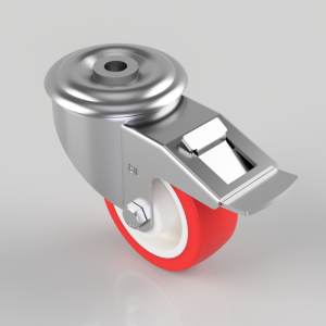 Polyurethane Nylon Bolt Hole Swivel Castor Brake 80mm 150kg Load