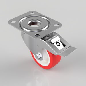 Polyurethane Nylon Plate Swivel Castor Brake 80mm 150kg Load