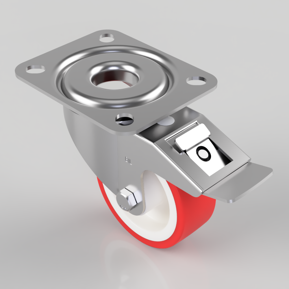 Polyurethane Nylon Plate Swivel Castor Brake 80mm 150kg Load | BIL Group