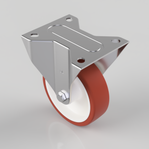 Polyurethane Nylon Plate Fixed Castor 100mm 150kg Load