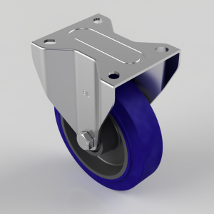 Blue Elastic Rubber 75ShoreA Plate Fixed Castor 125mm 200kg Load