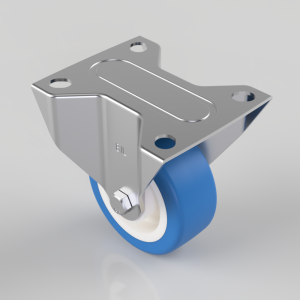 Soft Blue Polyurethane Nylon Plate Fixed Castor 80mm 150kg Load