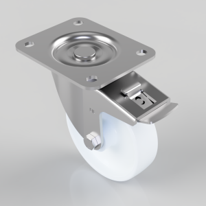 Nylon Plate Swivel Castor Brake 125mm 300kg Load