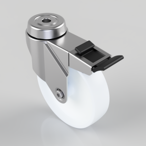 Nylon Bolt Hole Swivel Castor Brake 100mm 70kg Load