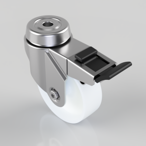 Nylon Bolt Hole Swivel Castor Brake 75mm 60kg Load