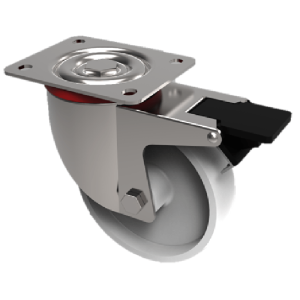Nylon Plate Swivel Castor Brake 100mm 210kg Load