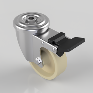 Nylon Bolt Hole Swivel Castor Brake 100mm 210kg Load