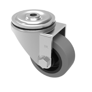 Grey Soft Elastic Rubber Bolt Hole Swivel Castor 150mm 300kg Load