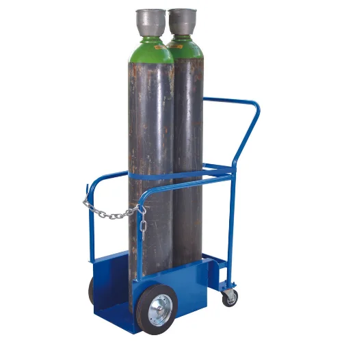 Double Gas Cylinder Trolley with Support Castors Large