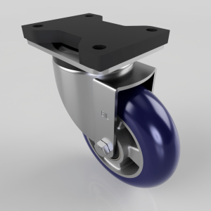 Blue Ergonomic Polyurethane Swivel Plate Castor 160mm 500kg