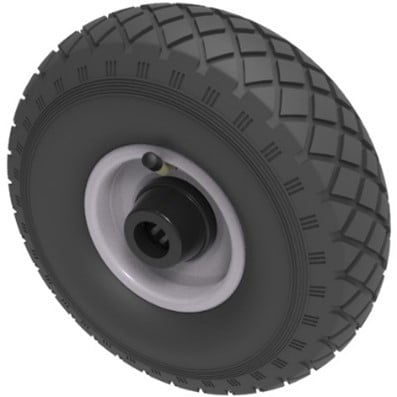 Pneumatic wheels with ball, plain or roller bearings available in a range of sizes and load ratings