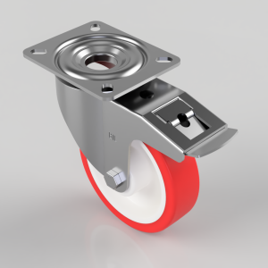 Pressed Steel Swivel Castor With Brake 150mm 350kg Load