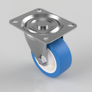 Soft Blue Polyurethane Nylon Plate Swivel Castor 100mm 250kg Load