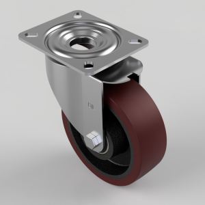 Polyurethane Cast Iron Plate Swivel Castor 150mm 400kg Load