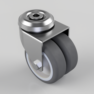 Thermoplastic Rubber on Polypropylene Bolt Hole Swivel Castor 75mm 100kg load