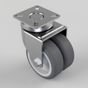 Thermoplastic Rubber on Polypropylene Plate Swivel Castor 75mm 100kg load