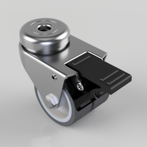 Thermoplastic Rubber on Polypropylene Bolt Hole Swivel Castor Brake 50mm 80kg load