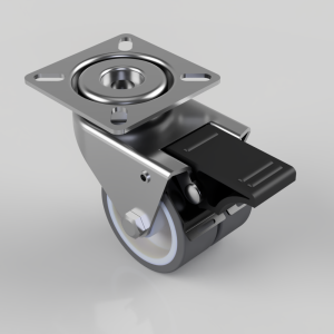Thermoplastic Rubber on Polypropylene Plate Swivel Castor Brake 50mm 80kg load