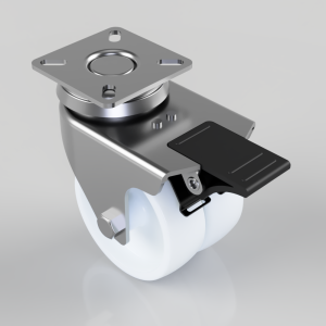 Polypropylene Plate Swivel Castor Brake 75mm 100kg load