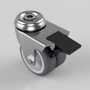 Thermoplastic Rubber on Polypropylene Bolt Hole Swivel Castor Brake 75mm 100kg load