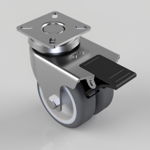 Thermoplastic Rubber on Polypropylene Plate Swivel Castor Brake 75mm 100kg load