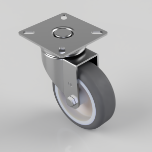 Thermoplastic Rubber on Polypropylene Plate Swivel Castor 75mm 70kg Load