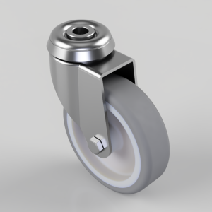 Thermoplastic Rubber on Polypropylene Bolt Hole Swivel Castor 100mm 80kg Load