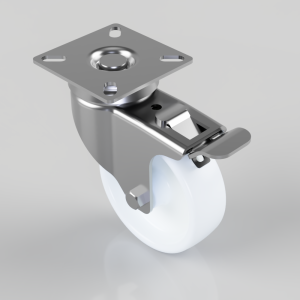 Polypropylene Plate Swivel Castor Brake 75mm 70kg Load