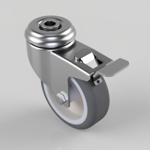 Thermoplastic Rubber on Polypropylene Bolt Hole Swivel Castor Brake 75mm 70kg Load
