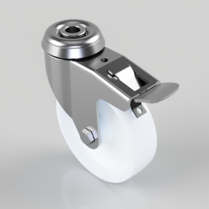 Polypropylene Bolt Hole Swivel Castor Brake 100mm 80kg Load