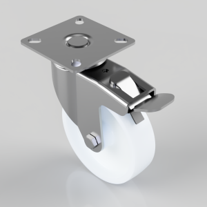 Polypropylene Plate Swivel Castor Brake 100mm 80kg Load