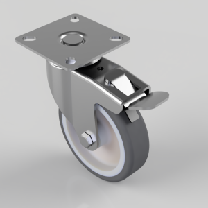 Thermoplastic Rubber on Polypropylene Plate Swivel Castor Brake 100mm 80kg Load