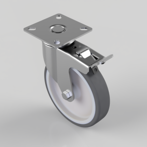 Thermoplastic Rubber on Polypropylene Plate Swivel Castor Brake 125mm 100kg Load
