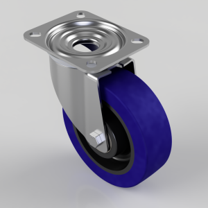 Rubber on Nylon Plate Swivel Castor 160mm 350kg Load