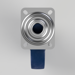 Square metal mounting plate with a circular, grooved buzzer/diaphragm in the center and a blue strap underneath.]','Square metal mounting plate featuring a concentric circular buzzer diaphragm and a blue loop below.
