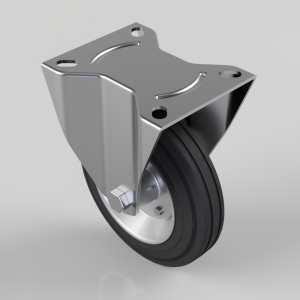 Rubber on Pressed Steel Plate Fixed Castor 160mm 135kg Load