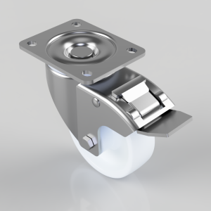 Nylon Plate Swivel Castor Brake 100mm 250kg Load