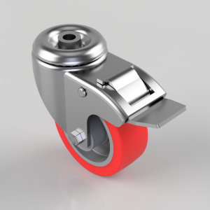 Polyurethane on Nylon Bolt Hole Swivel Castor Brake 100mm 250kg Load
