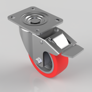 Polyurethane on Nylon Plate Swivel Castor Brake 100mm 250kg Load