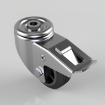 Metal swivel caster wheel with side brake lever for locking the wheel