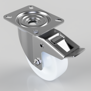 Nylon Plate Swivel Castor Brake 100mm 150kg Load