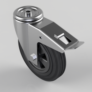 Rubber on Polypropylene Bolt Hole Swivel Castor Brake 200mm 205kg Load