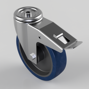 Rubber on Nylon Bolt Hole Swivel Castor Brake 200mm 400kg Load