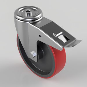 Polyurethane on Nylon Bolt Hole Swivel Castor Brake 200mm 400kg Load