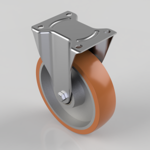 Polyurethane on Cast Iron Plate Fixed Castor 200mm 800kg Load