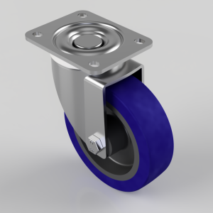 Elastic Rubber on Nylon Plate Swivel Castor 125mm 200kg Load