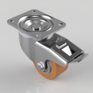 Polyurethane on Cast Iron Plate Swivel Castor Brake 100mm 350kg Load