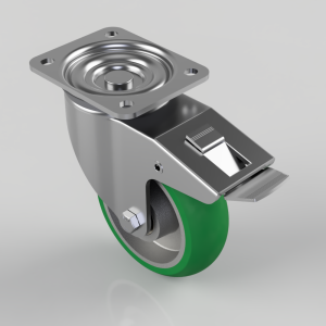 Ergonomic Polyurethane on Aluminium Plate Swivel Castor Brake 150mm 450kg Load