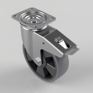 Polyurethane on Nylon Plate Swivel Castor Brake 200mm 600kg Load